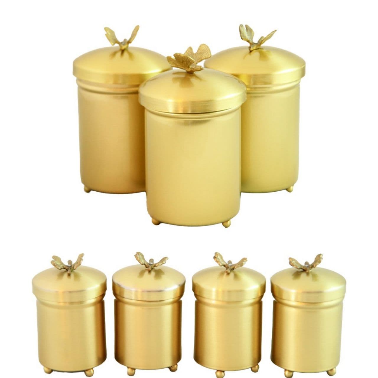 ست جا ادویه ( پانکه و پاسماوری ) 7 پارچه برنج سالینو مدل پروانه کد B-4021