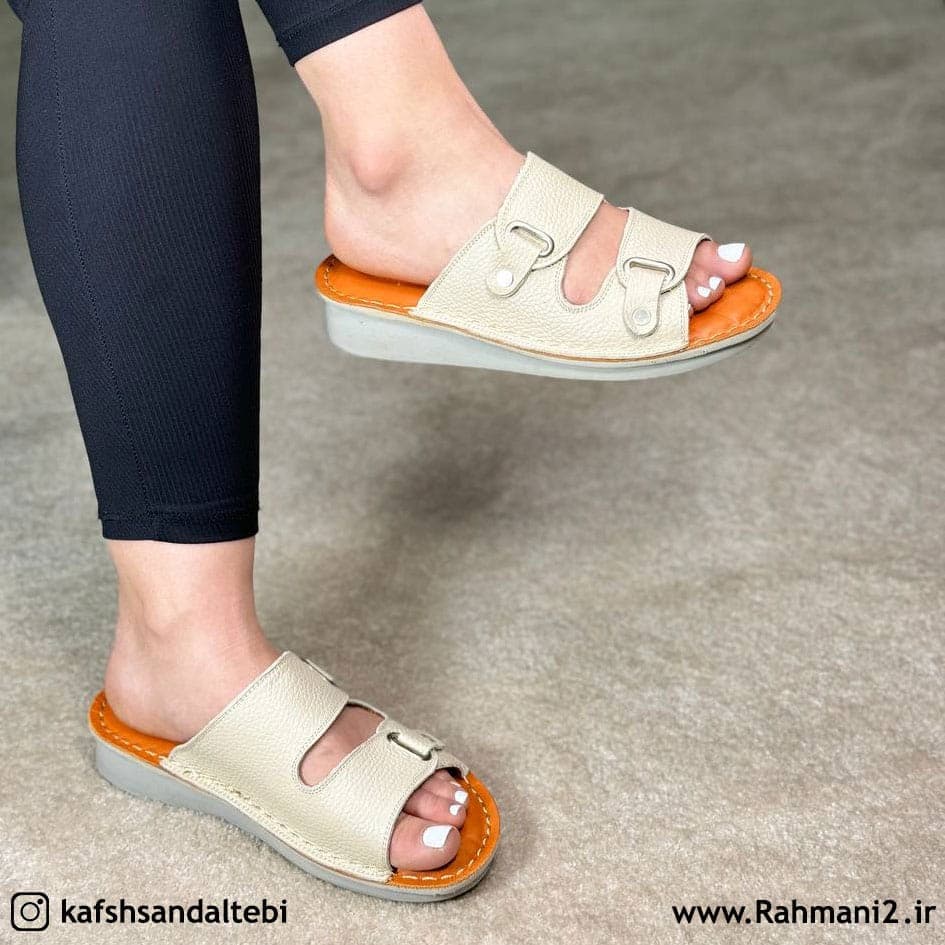 دمپایی طبی زنانه چرم طبیعی دکتر حس مدل آنیل — تصویر ۵