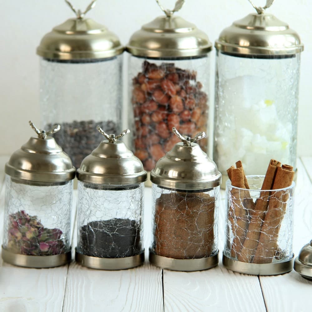 ست جا ادویه ( پانکه و پاسماوری ) 7 پارچه نیکل سالینو مدل استوانه پروانه کد N-4055