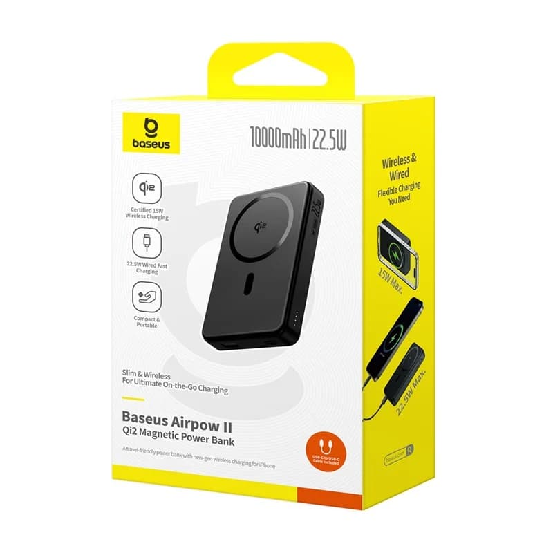 پاوربانک باسئوس مدل Airpow 2 Qi2 Magnetic ظرفیت 10000 میلی ‌آمپر ساعت — تصویر ۸