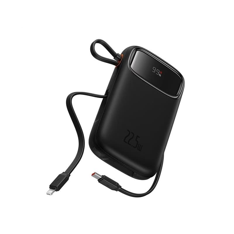 پاوربانک بیسوس مدل QPow2 Dual-Cable ظرفیت 1۰۰۰۰ میلیآمپر ساعت با توان 22.5W