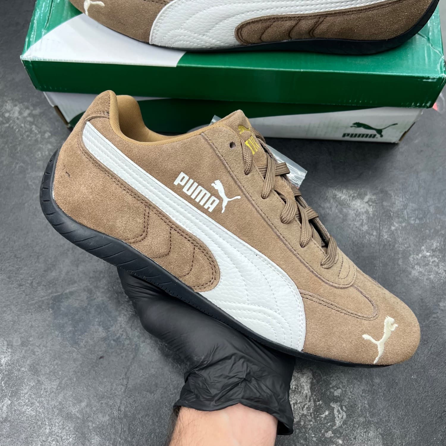 کفش پوما اسپید کت قهوه ای سفید Puma Speedcat Brown White — تصویر ۲