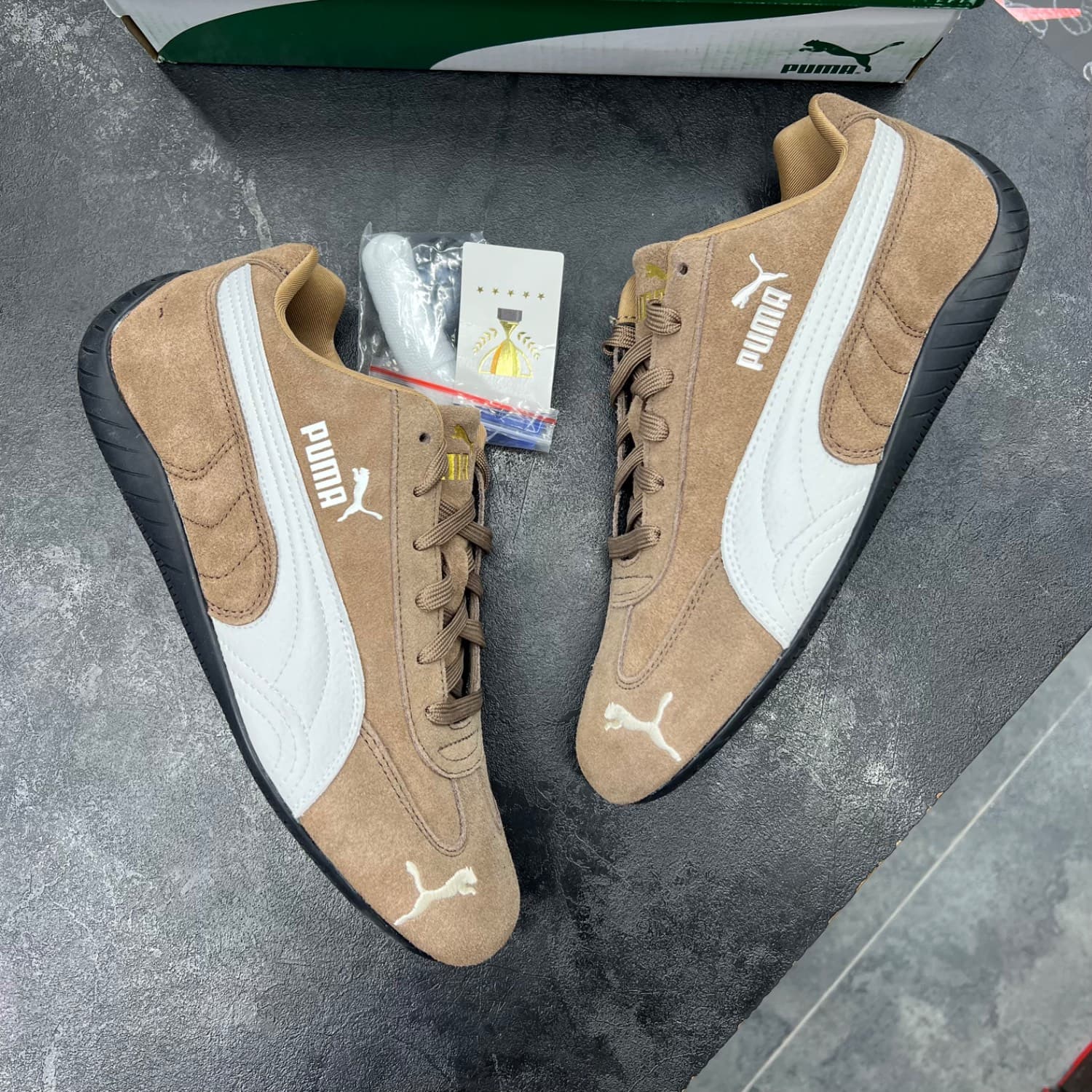 کفش پوما اسپید کت قهوه ای سفید Puma Speedcat Brown White