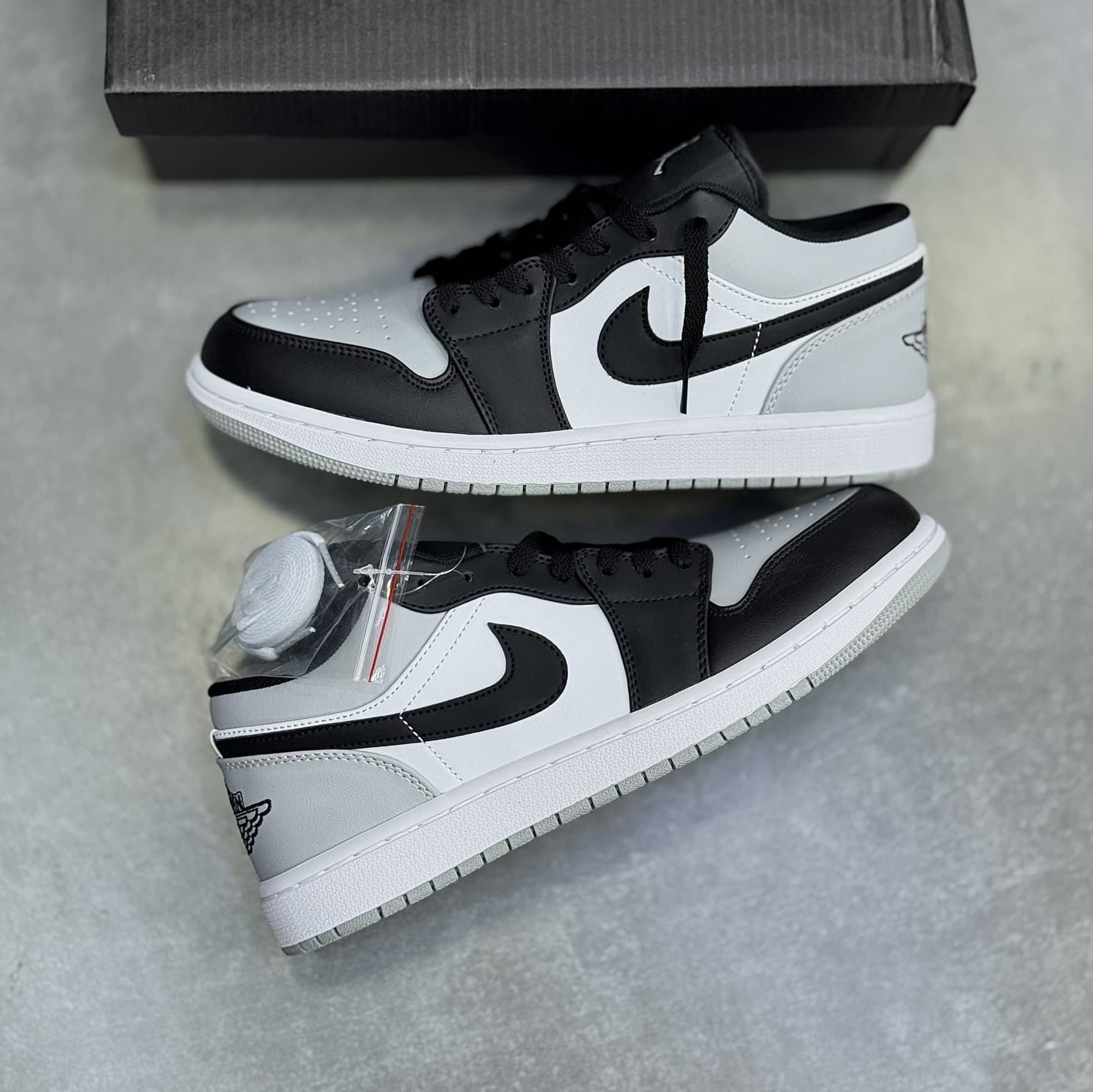 کفش نایک ایر جردن وان لو مشکی طوسی شادوو Nike Air Jordan 1 Low Shadow — تصویر ۳