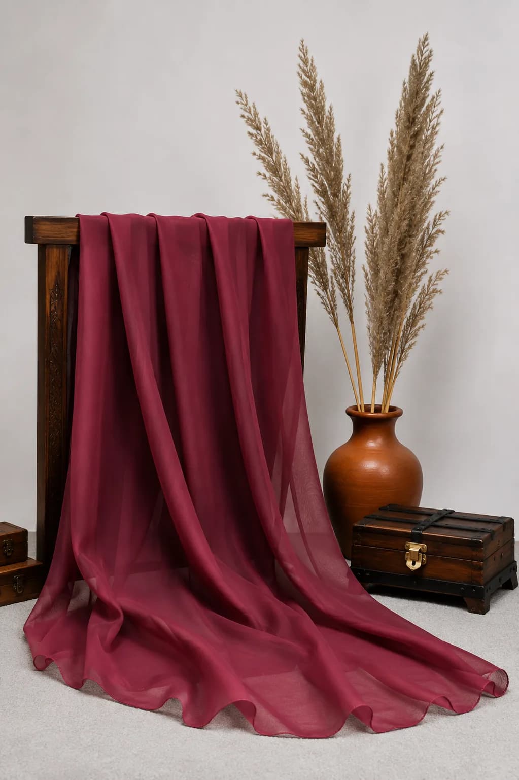 پارچه حریر ملانژ زرشکی