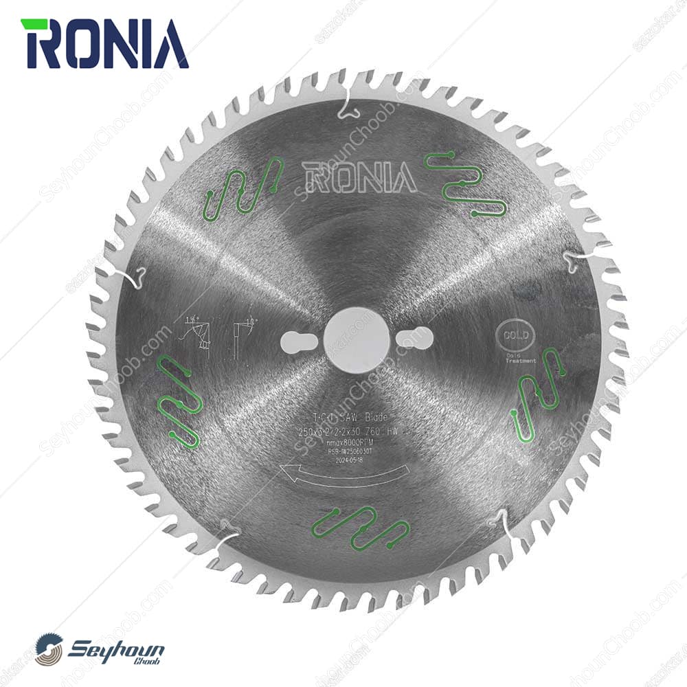 تیغ اره الماسه چوب بر قطر 25 سانتی متر 60 دندانه با شفت 30 ضخامت 3.2 رونیا مدل RSB-IW2506030T — تصویر ۲