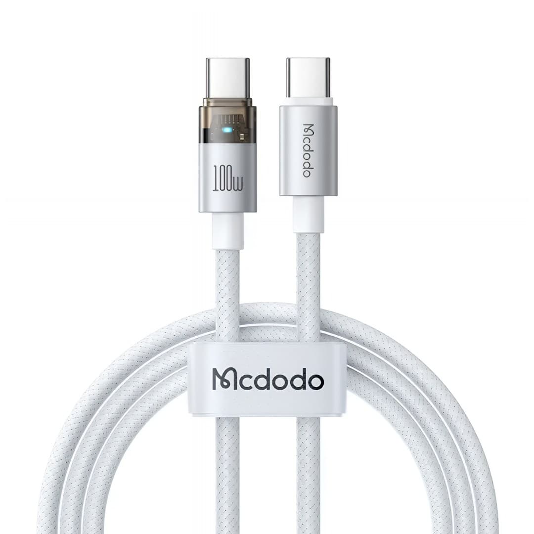 کابل شارژ سریع و دیتا دو سر تایپ سی شفاف 100 وات Mcdodo CA-558 طول 1.2 متر — تصویر ۲