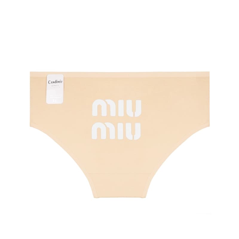 شورت زنانه اسلیپ نخی پشت چاپی طرح miu miu برند کندیمیز XL — تصویر ۳