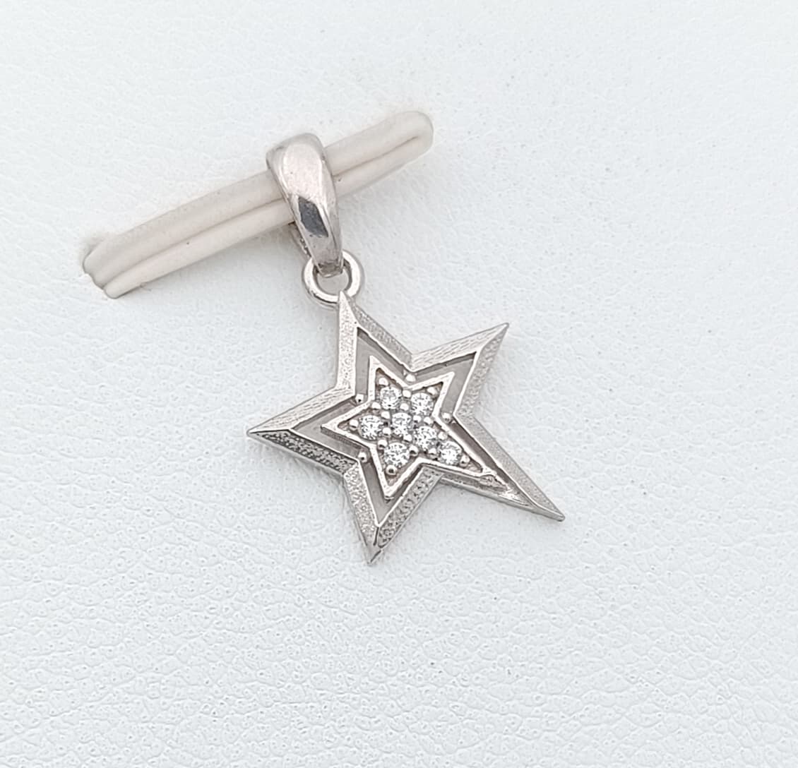 نیم ست نقره ستاره تو در تو نگین دار با روکش طلا سفید خارجی کد ۱۷۱۰۲۸ — تصویر ۳