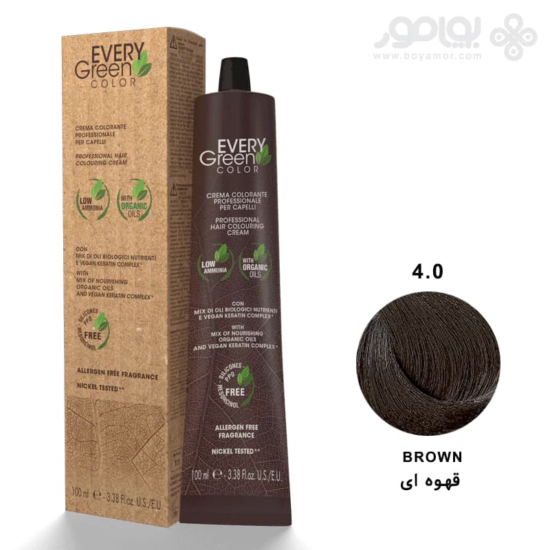 رنگ موی ارگانیک اوری گرین دیکسون شماره 4.0 رنگ قهوه ای