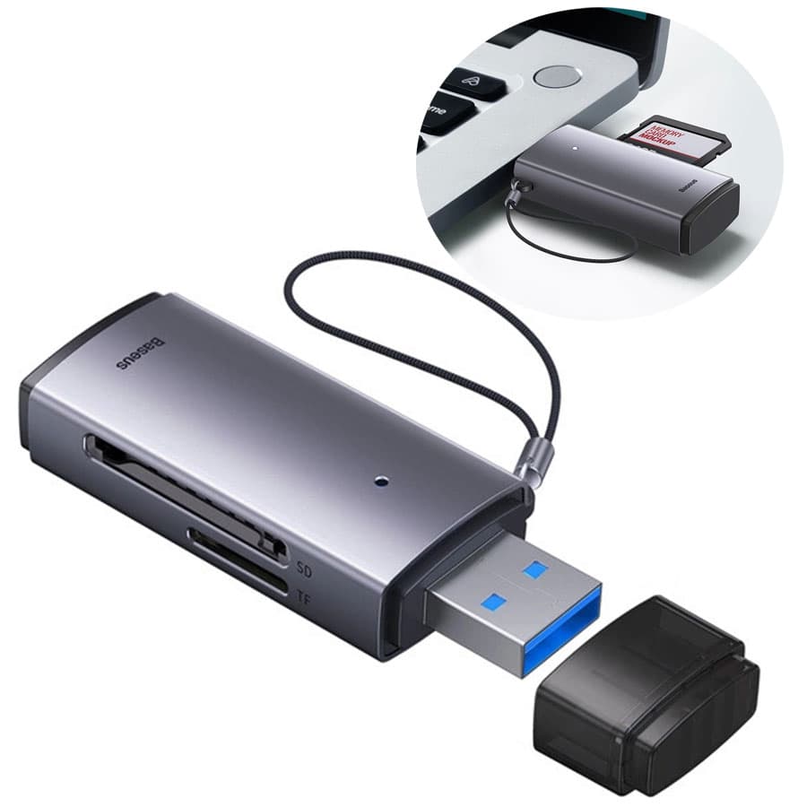 رم ریدر باسئوس Baseus WKQX060013 USB-A to SD/TF Card Reader — تصویر ۴