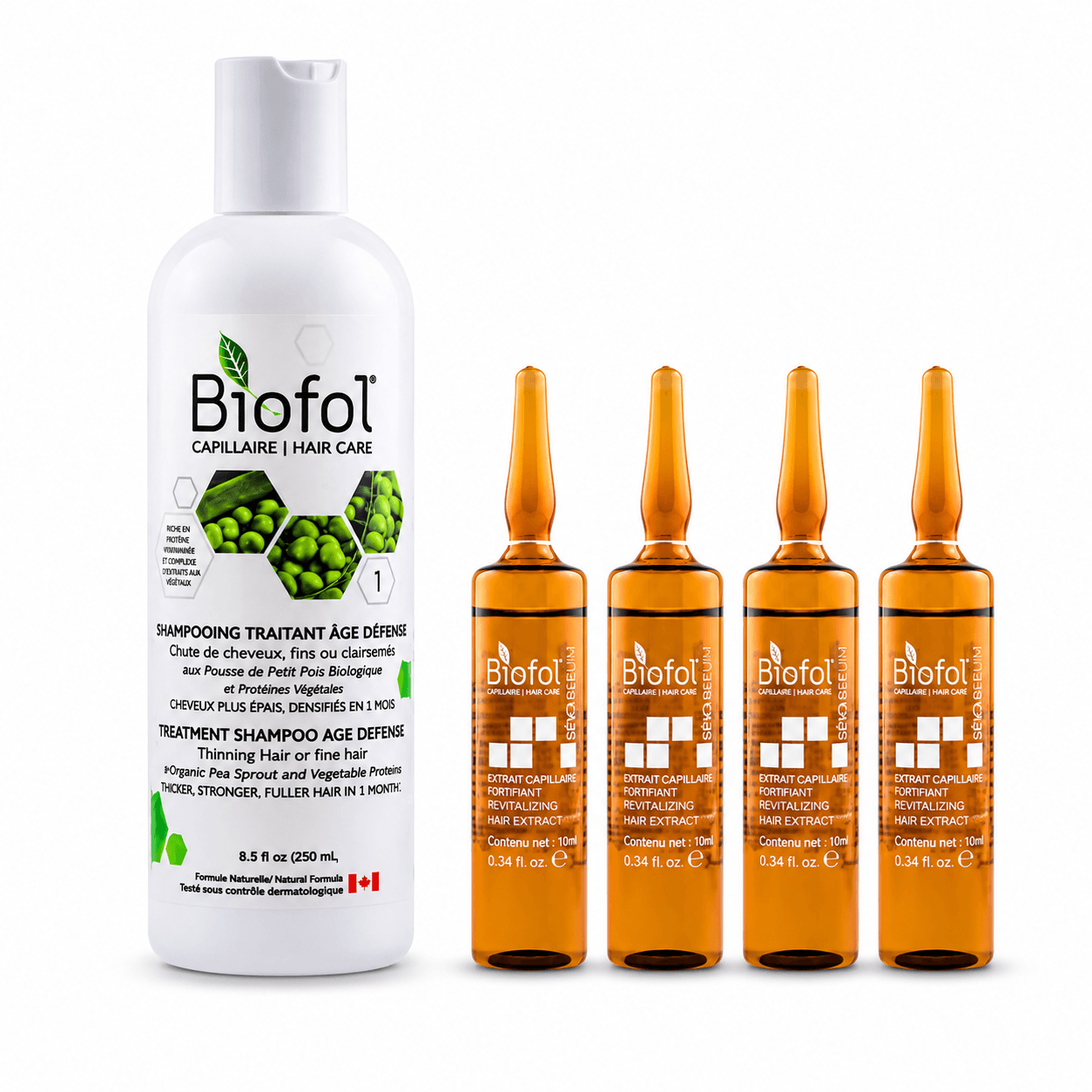 پکیج ضد ریزش و رشد مجدد مو پکیج بایوفول کانادا (شامپو + 4ویال شوک) BIOFOL