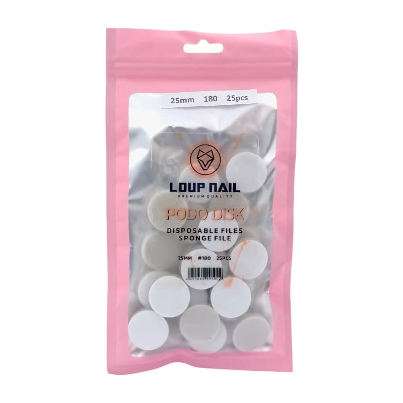 یدک دیسک بافری پدیکور لوپ نیل Loup Nail | سایز 25میل | گرید 180 | 25عددی