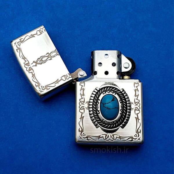 فندک زیپو روکش نقره Zippo Blue Stone Antique Silver Plate — تصویر ۶