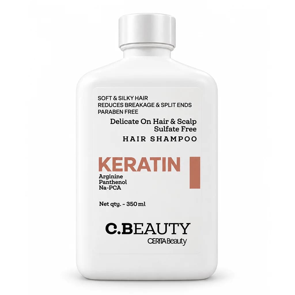 شامپو فاقد سولفات سریتا بیوتی مدل KERATIN حاوی کراتین و آرژنین مناسب پوست سر حساس ۳۵۰ میلی لیتر