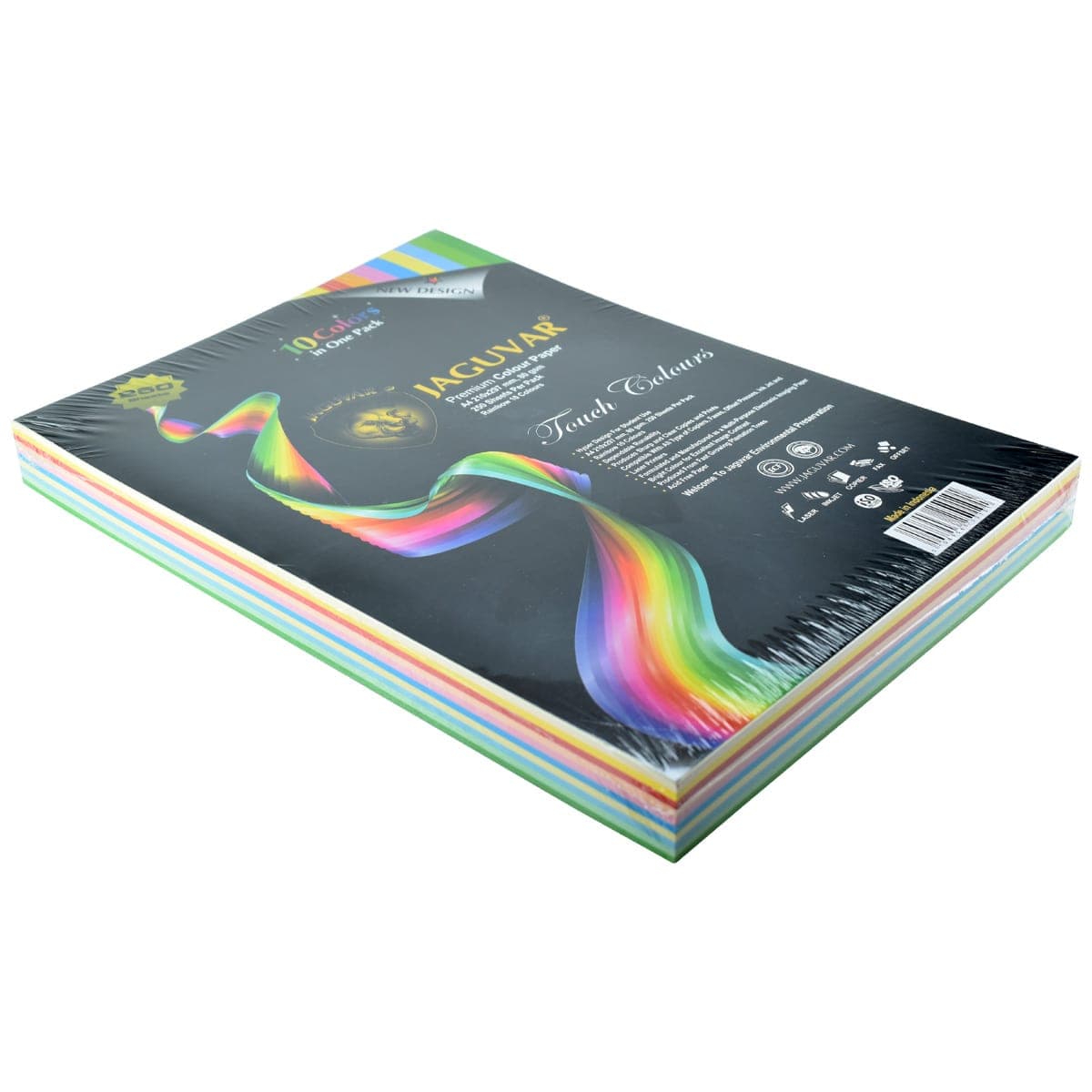 کاغذ A4 رنگی 10 رنگ جگوار بسته 250 برگی