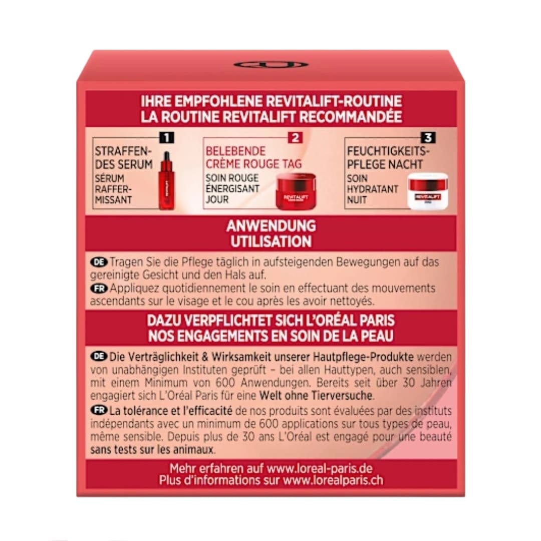 کرم روز ضد چروک رویتالیفت لورال Revitalift Crème Rouge میلی لیتر سنین +40 — تصویر ۲