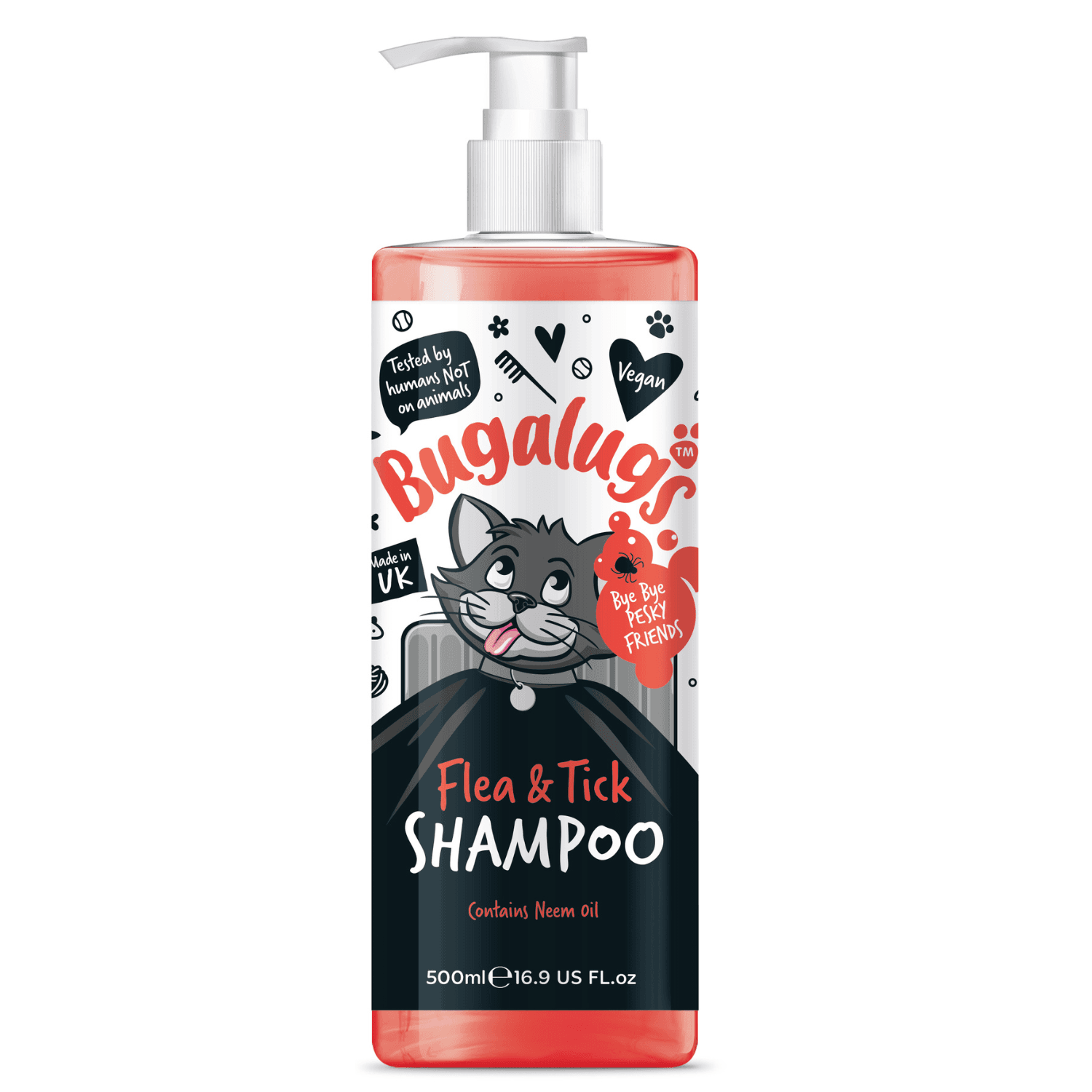 شامپو ضد کک و کنه گربه بوگالوگس 500 میلی لیتر Bugalugs Flea & Tick Cat Shampoo with Neem Oil