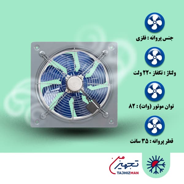 هواکش صنعتی فلزی با پروانه فلزی دمنده VIA-35C4S