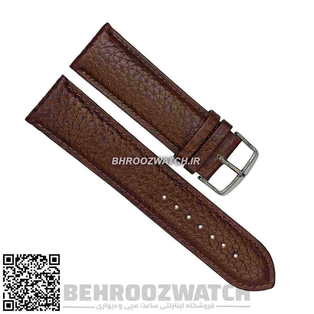 بند ساعت مچی چرم ژنو طرح شرینگ کاکائویی سایز 26