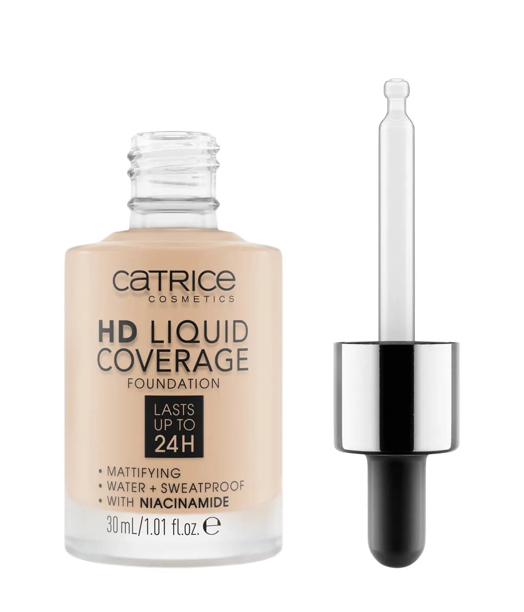 کرم پودر کاتریس Light Beige سری HD مدل Liquid Coverage شماره 10 حجم 30ml — تصویر ۲