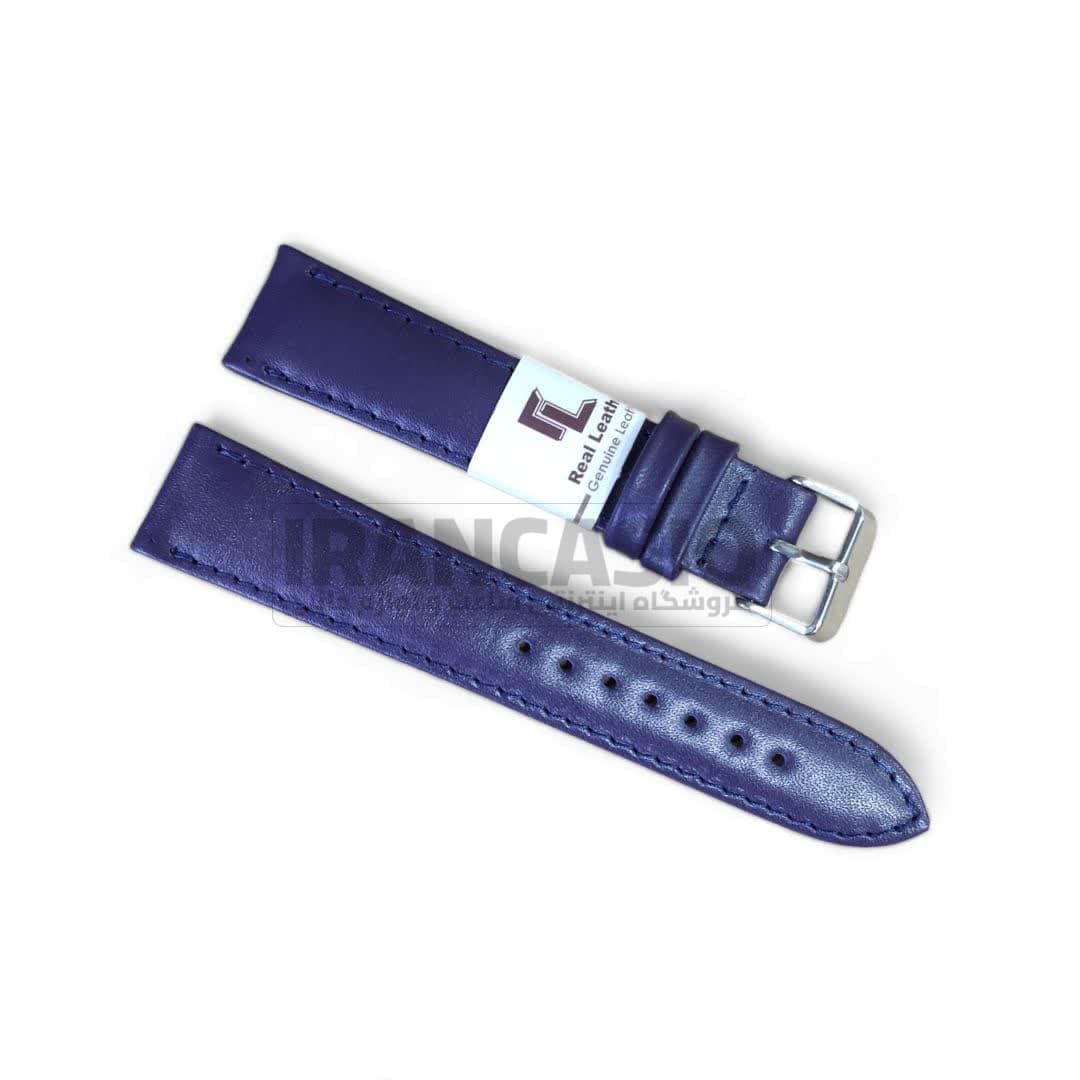 بند ساعت مچی چرم طبیعی اصل مدل Real Leather سایز 20 رنگ سرمه ای روشن