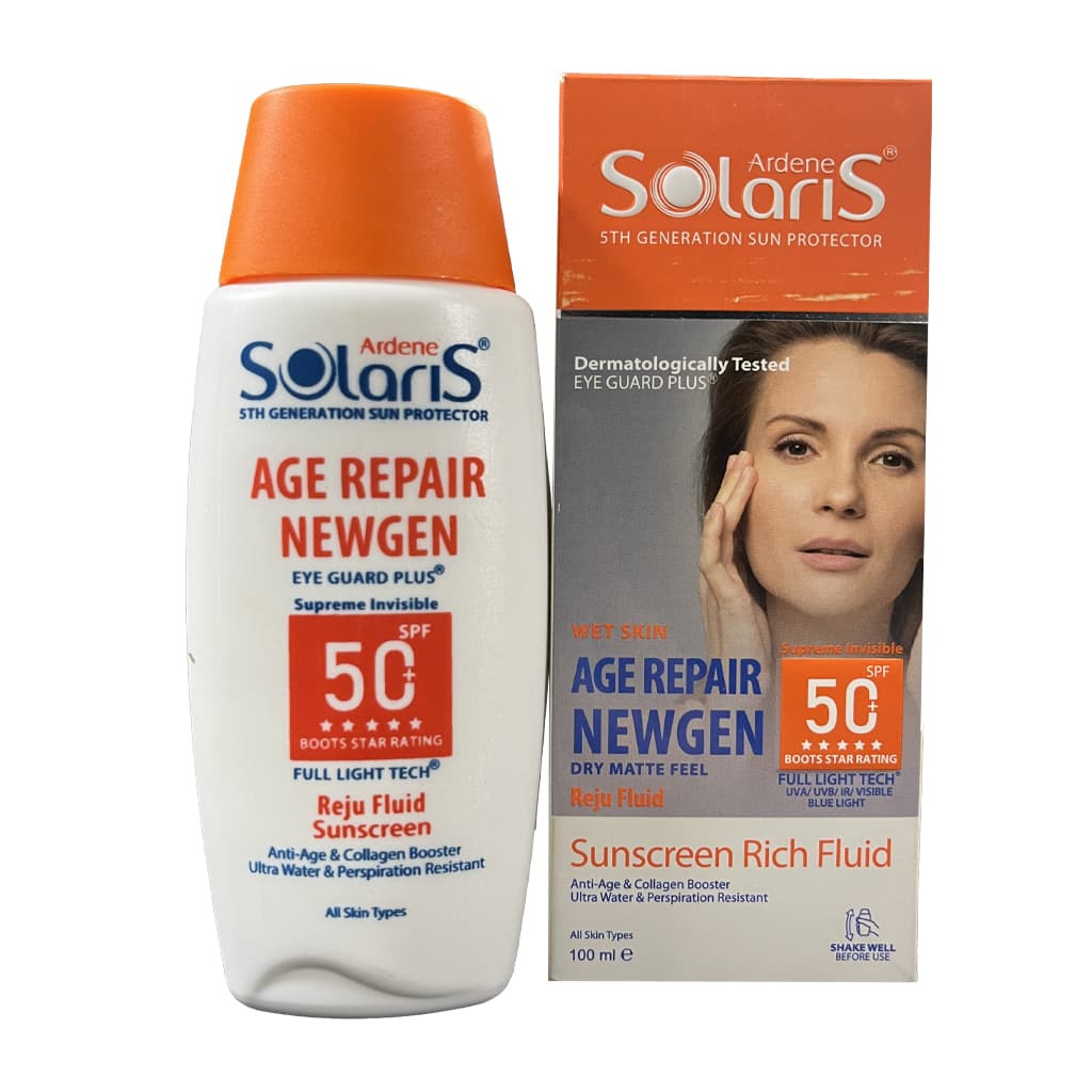 فلوئید ضد آفتاب و ضد چروک SPF50 سولاریس آردن مدل ایج ریپیر نیوژن بدون رنگ 100 میلی لیتر