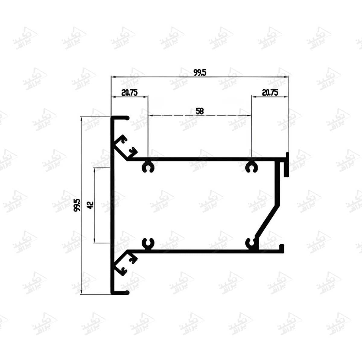 پروفیل هنگر شلف T فرم مشکی 3 متری فانتونی I270