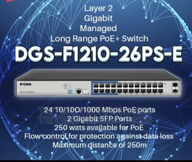 DLINK DGS-F1210-26PS-E with 24 10/100/1000 Mbps PoE ports, 2 Gigabit SFP — تصویر ۴