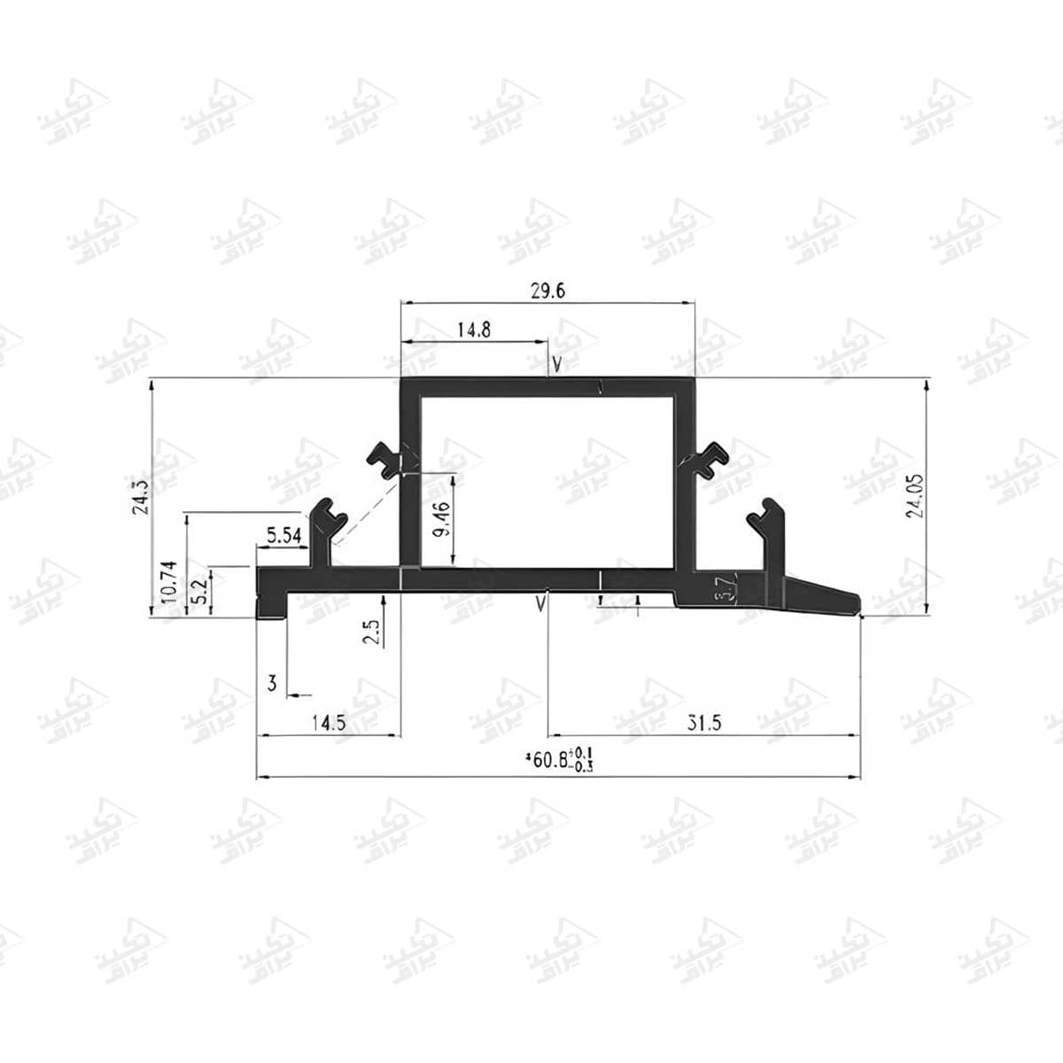 پروفیل هنگر شلف دیواری L فرم مشکی 3 متری فانتونی I251