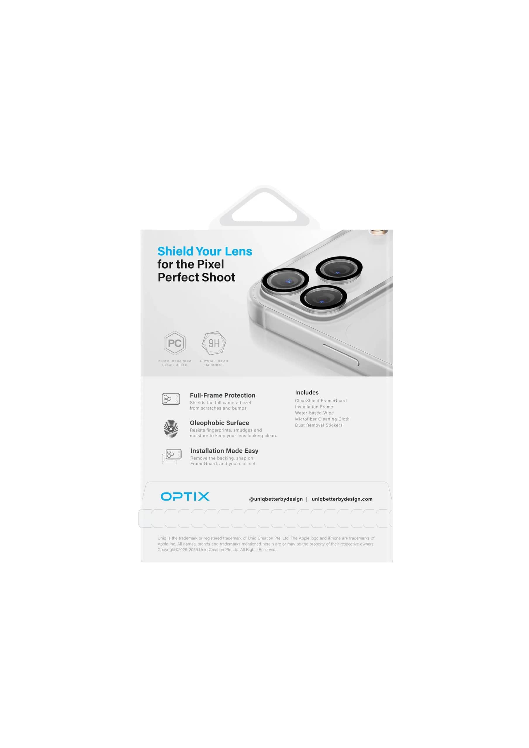 محافظ لنز و پلاتو دوربین آیفون ۱۸ پرو مکس یونیک مدل Optix ClearShield FrameGuard — تصویر ۴