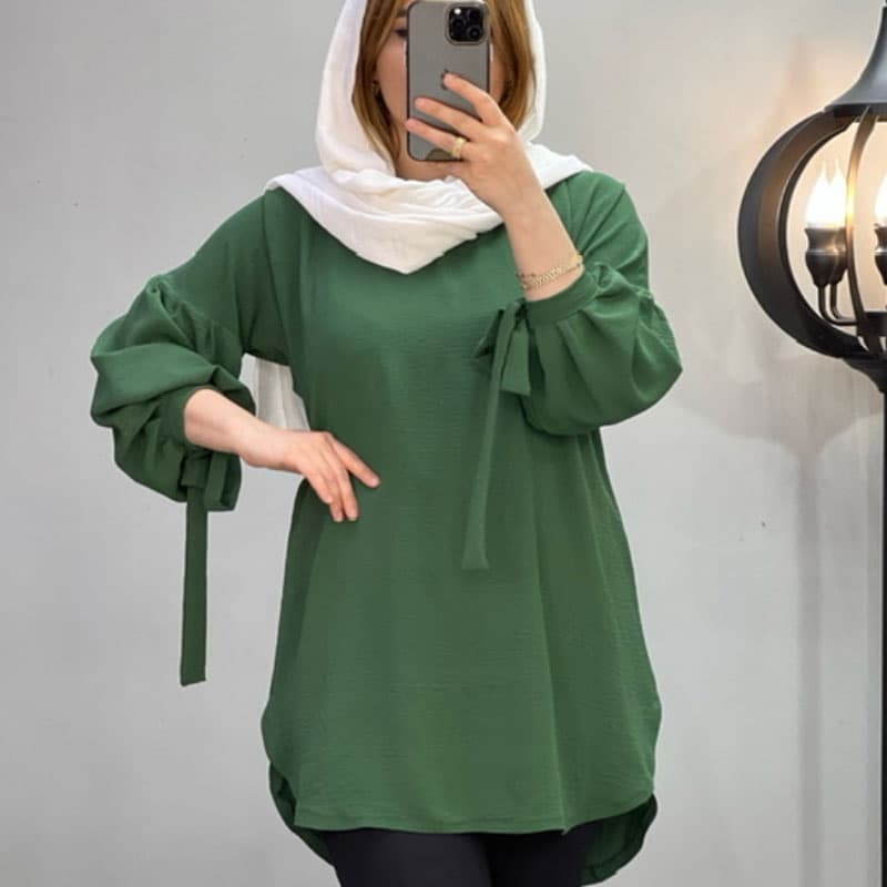 مانتو جلو بسته آستین گره ای