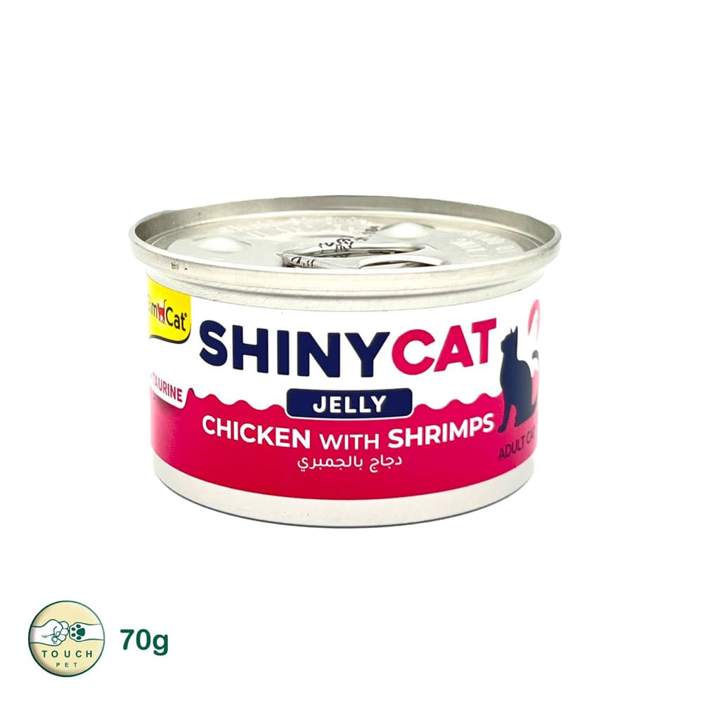 کنسرو گربه‌ جیم‌ کت GimCat مدل ShinyCat در ژله طعم مرغ با میگو ۷۰ گرم