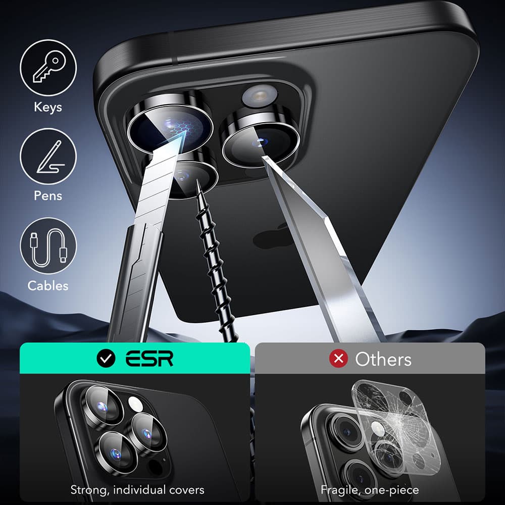 محافظ لنز دوربین ESR مناسب برای iPhone 16 Pro/16 Pro Max/15 Pro/15 Pro Max/14 Pro/14 Pro Max — تصویر ۶
