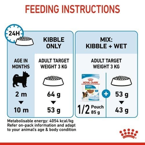 غذای خشک توله سگ نژاد بسیار کوچک رویال کنین (نژاد های مینیاتوری) Royal Canin X-Small Puppy وزن 3 کیلوگرم — تصویر ۴