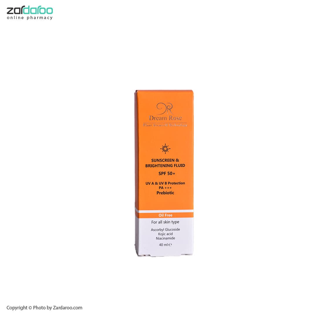 فلوئید ضد آفتاب SPF50 روشن کننده فاقد چربی بیرنگ دریم رز Dream Rose