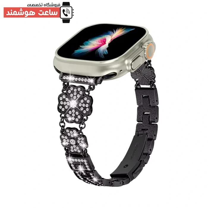 بند اپل واچ دیاموند طرح گل 2 کد 20519 — تصویر ۴