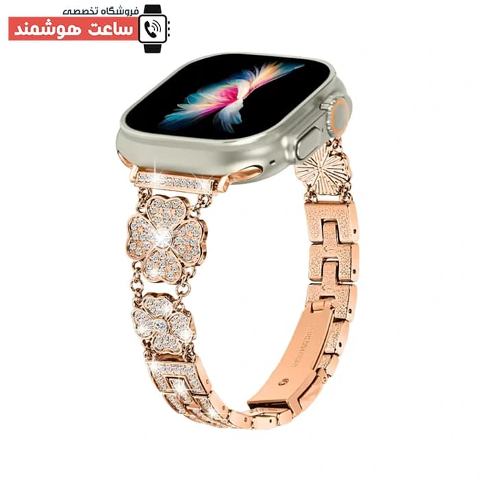 بند اپل واچ دیاموند طرح گل 2 کد 20519 — تصویر ۶