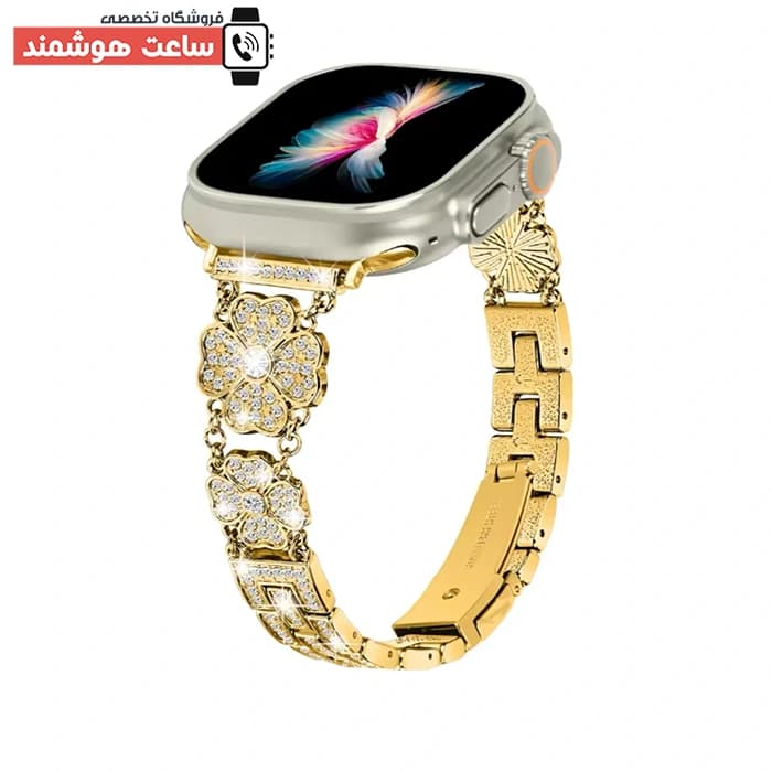 بند اپل واچ دیاموند طرح گل 2 کد 20519 — تصویر ۵