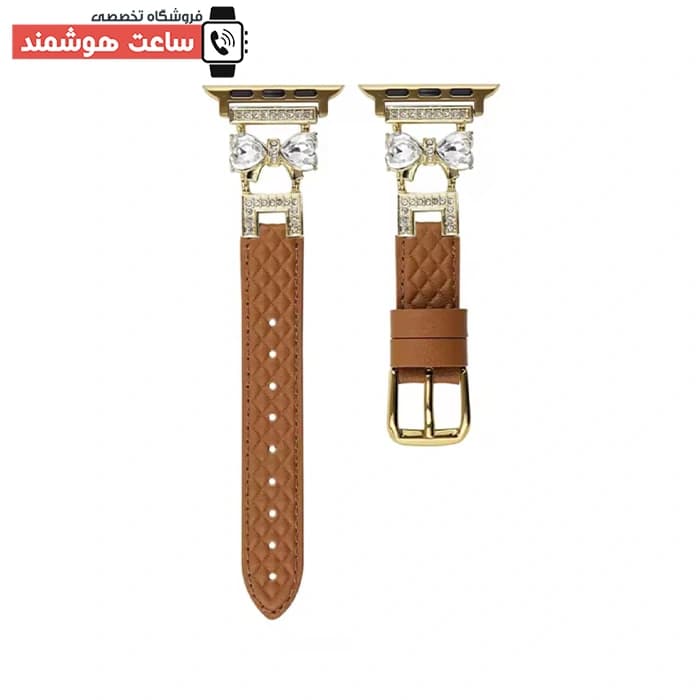 بند اپل واچ چرم دیاموند پاپیون کد 20640 — تصویر ۳