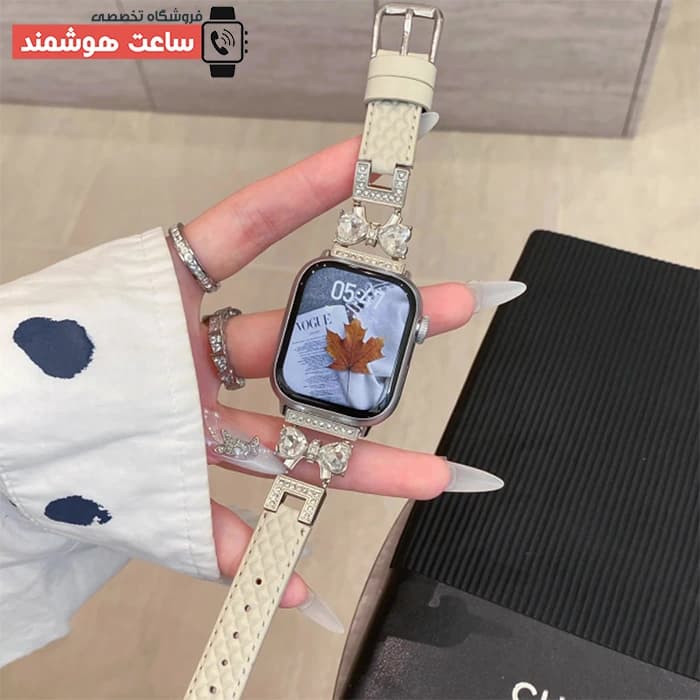 بند اپل واچ چرم دیاموند پاپیون کد 20640 — تصویر ۸