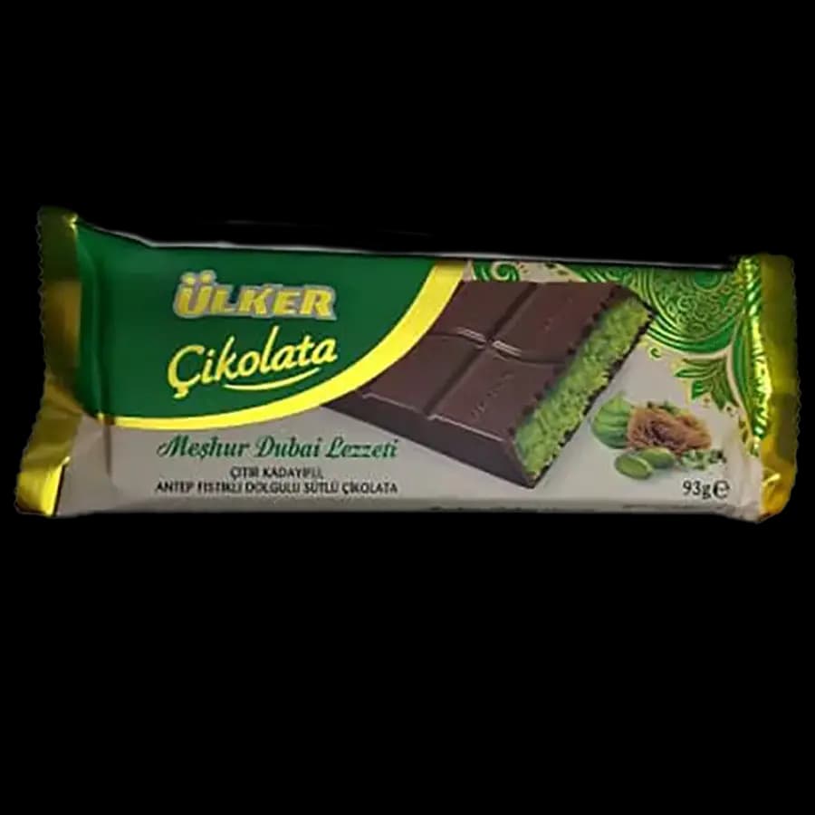 شکلات دبی اولکر ulker با مغز پسته و کنافه 93 گرمی