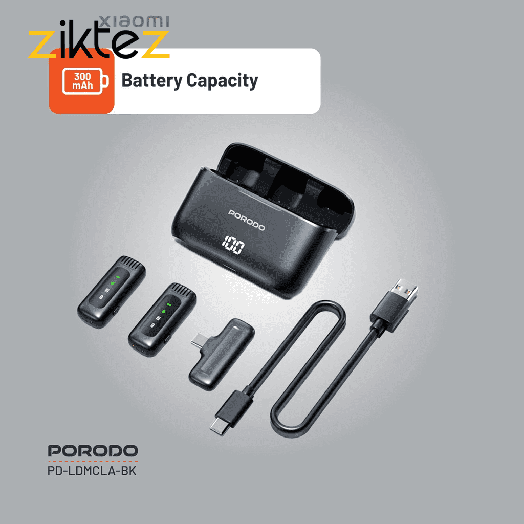 میکروفون بی سیم پرودو 2 فرستنده Porodo Lavalier Microphone PD-LDMCLA — تصویر ۴