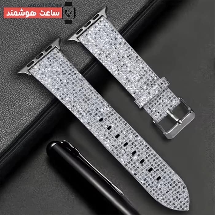بند اپل واچ چرم سواروفسکی 2025 کد 20755 — تصویر ۵