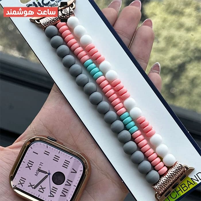 بند اپل واچ مرواریدی پاستیلی کد 20766 — تصویر ۳
