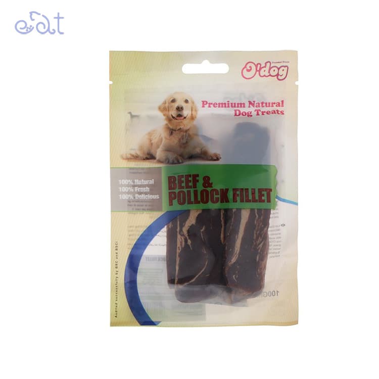 تشویقی سگ او داگ مدل فیله گوشت و ماهی پالاک O’dog Beef & Pollock Fillet وزن 100 گرم