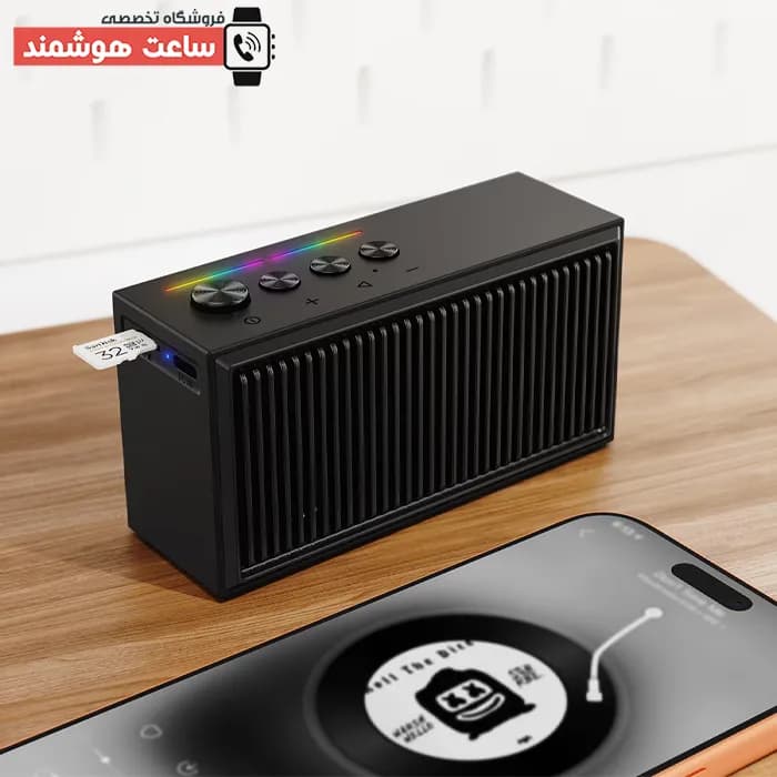 اسپیکر کوچک قابل حمل شارژی بلوتوثی ایس فست ACEFAST K9 Go توان 7 وات رم و فلش خور — تصویر ۶