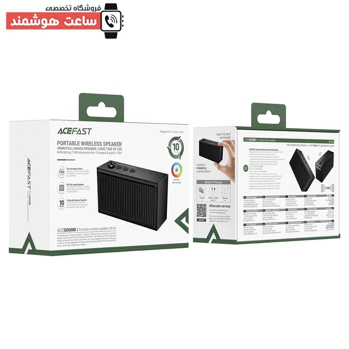 اسپیکر کوچک قابل حمل شارژی بلوتوثی ایس فست ACEFAST K9 Go توان 7 وات رم و فلش خور — تصویر ۸
