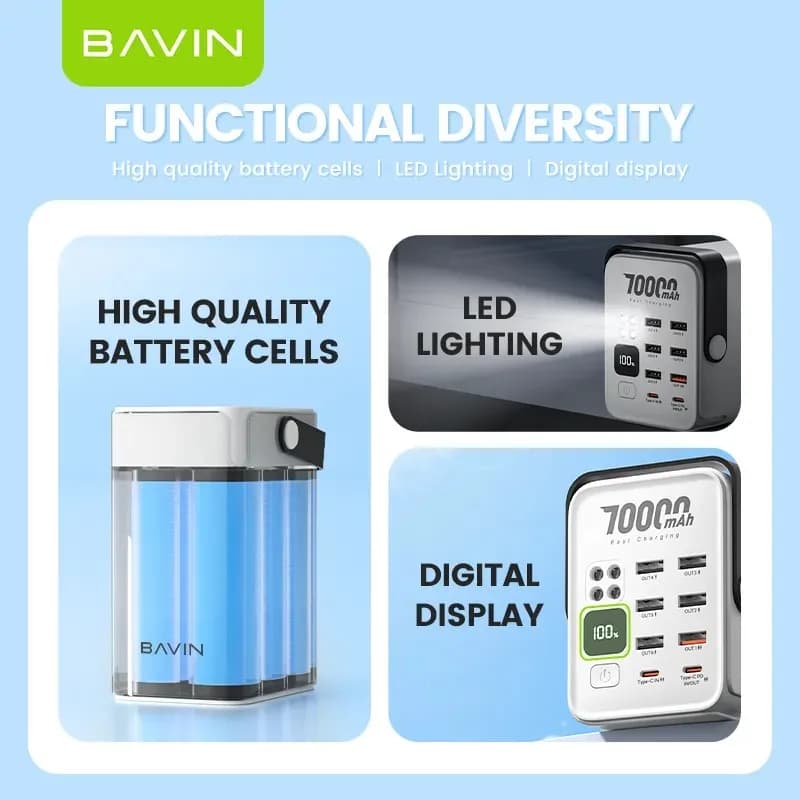 پاوربانک 70000 باوین 22.5 وات Bavin PC1062S (اورجینال ارسال فوری) — تصویر ۸