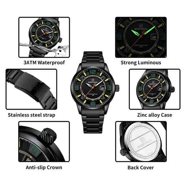 ساعت مردانه نیوی فورس Naviforce NF8044 (در هفت رنگبندی) — تصویر ۵